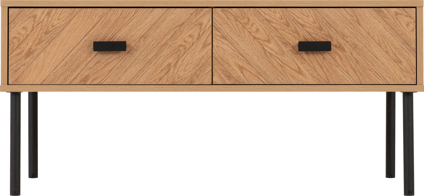 Leon 2 Drawer Coffee Table - Medium Oak Effect