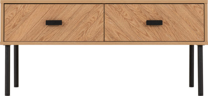 Leon 2 Drawer Coffee Table - Medium Oak Effect