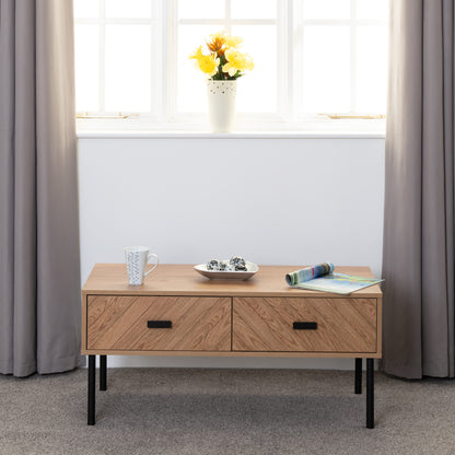 Leon 2 Drawer Coffee Table - Medium Oak Effect
