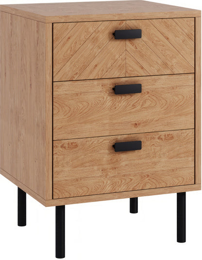 Leon 3 Drawer Bedside - Medium Oak Effect
