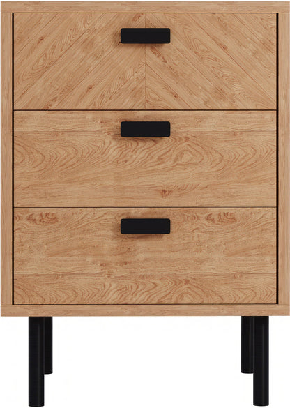 Leon 3 Drawer Bedside - Medium Oak Effect