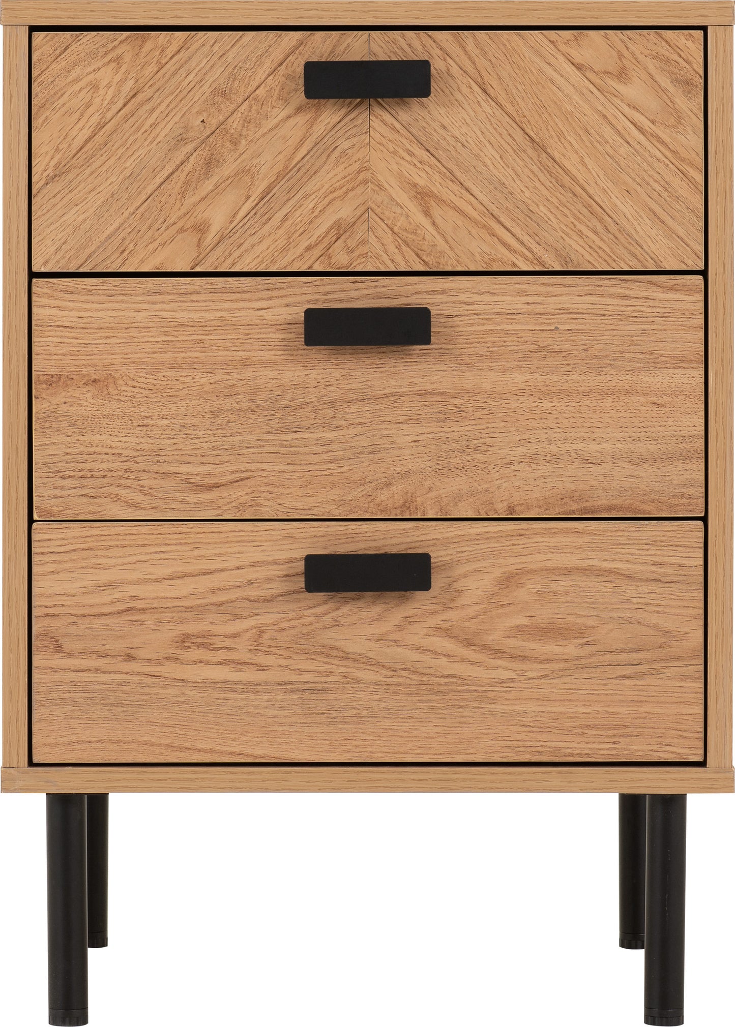 Leon 3 Drawer Bedside - Medium Oak Effect