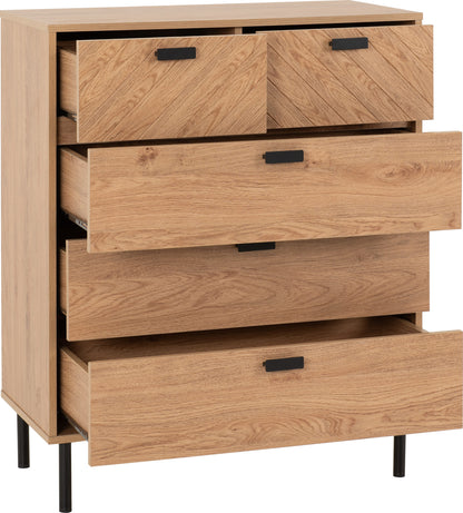 Leon 3+2 Drawer Chest - Medium Oak Effect