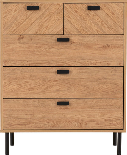 Leon 3+2 Drawer Chest - Medium Oak Effect
