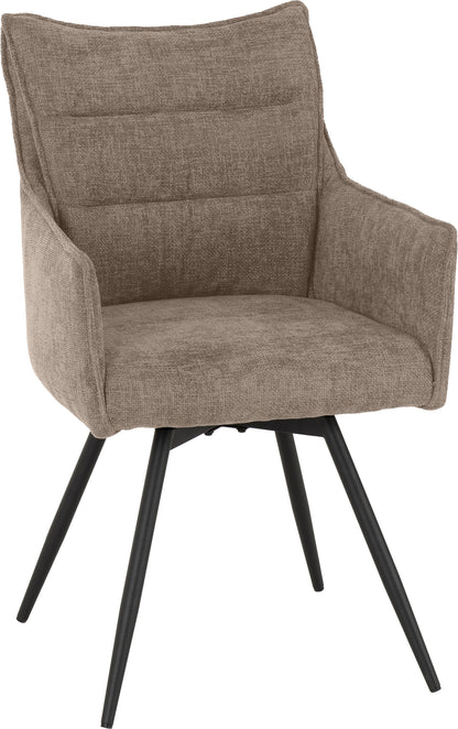 Lewis Carver Swivel Dining Chair (X2 Per Box) - Fawn Fabric