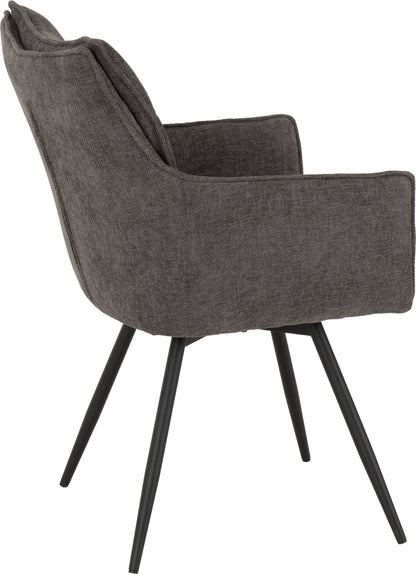 Lewis Carver Swivel Dining Chair (X2 Per Box) - Grey Fabric