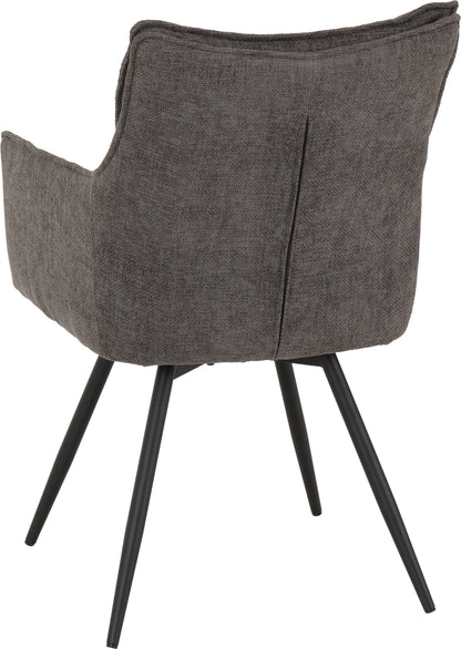 Lewis Carver Swivel Dining Chair (X2 Per Box) - Grey Fabric