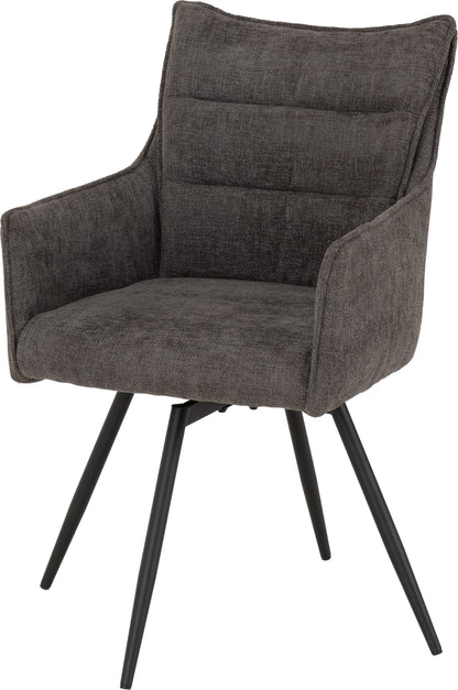 Lewis Carver Swivel Dining Chair (X2 Per Box) - Grey Fabric