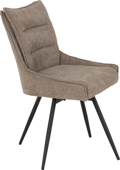 Lewis Swivel Dining Chair (X2 Per Box) - Fawn Fabric