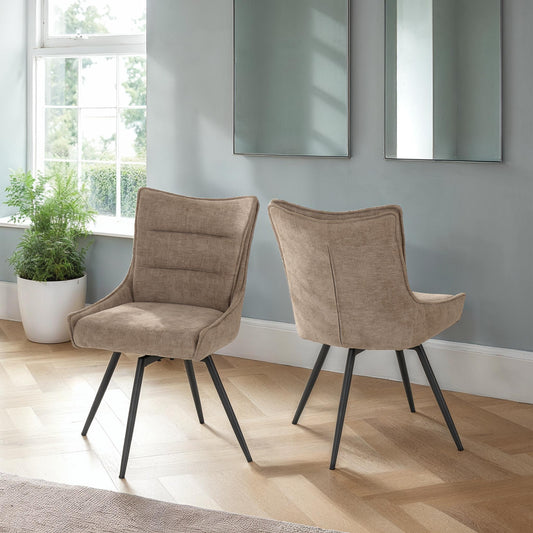 Lewis Swivel Dining Chair (X2 Per Box) - Fawn Fabric