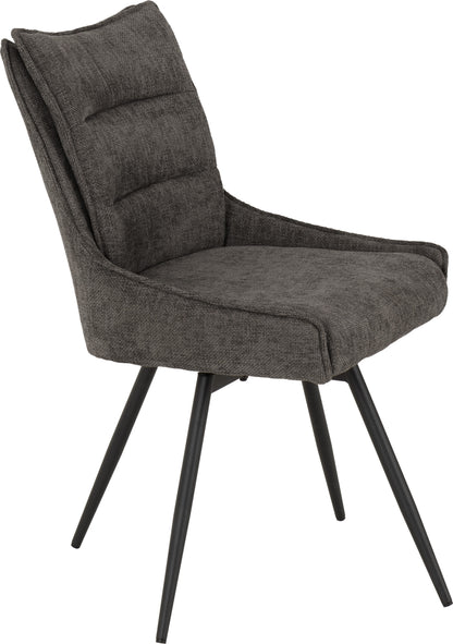 Lewis Swivel Dining Chair (X2 Per Box) - Grey Fabric