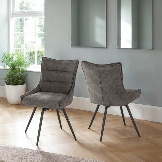 Lewis Swivel Dining Chair (X2 Per Box) - Grey Fabric