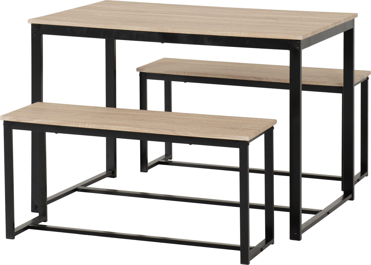 Lincoln 1+2 Dining Bench Set - Sonoma Oak Effect/Black