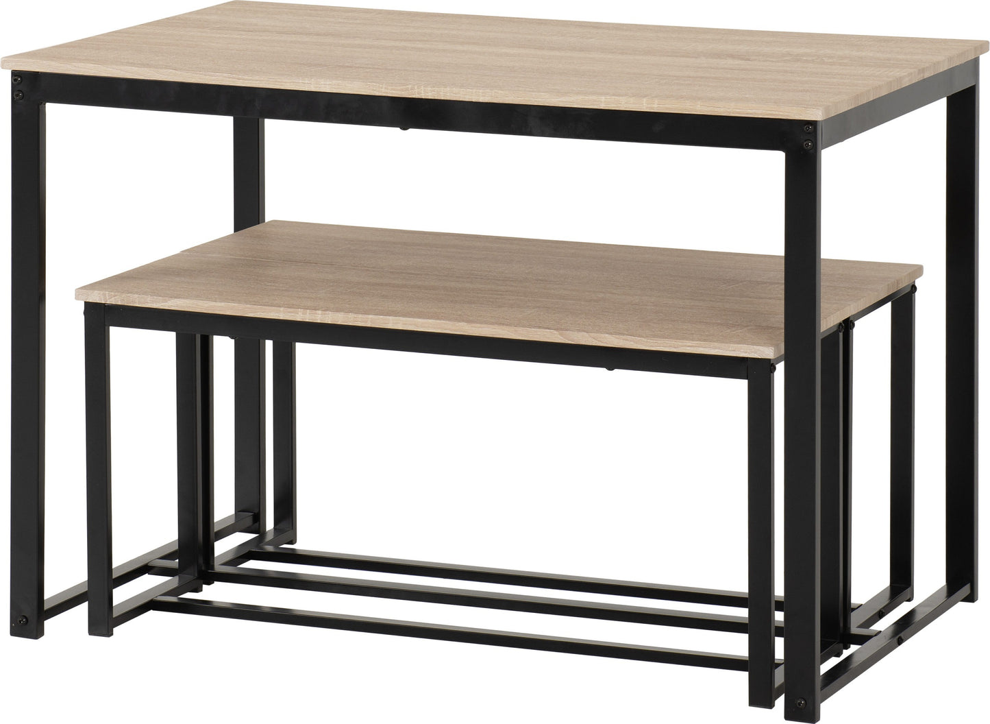 Lincoln 1+2 Dining Bench Set - Sonoma Oak Effect/Black