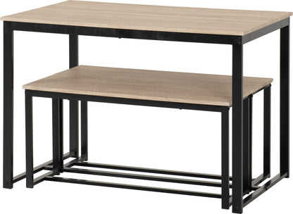 Lincoln 1+2 Dining Bench Set - Sonoma Oak Effect/Black