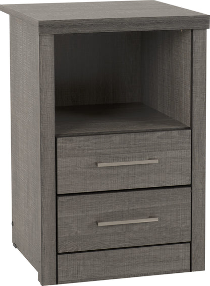 Lisbon 2 Drawer Bedside - Black Wood Grain