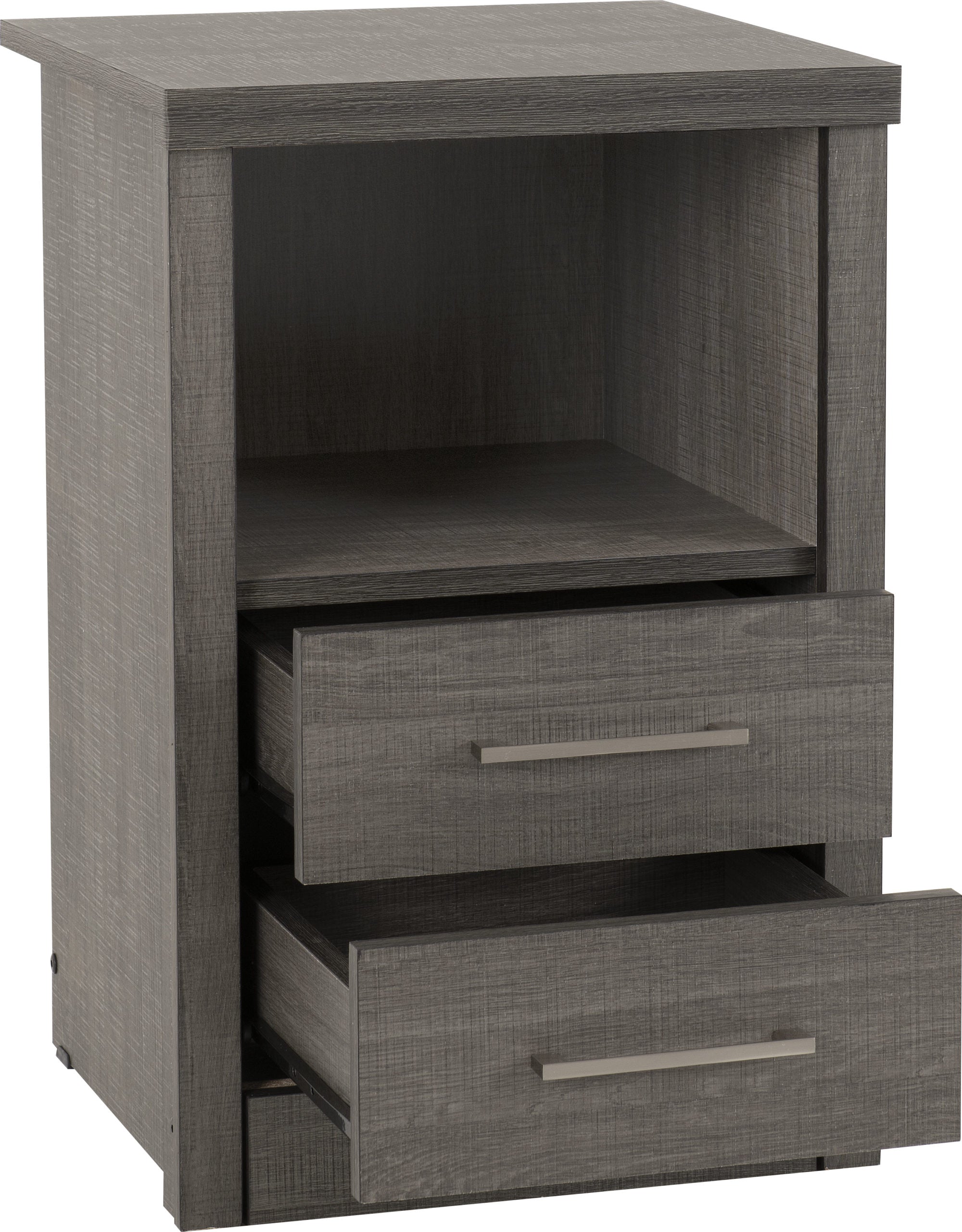 Lisbon 2 Drawer Bedside - Black Wood Grain