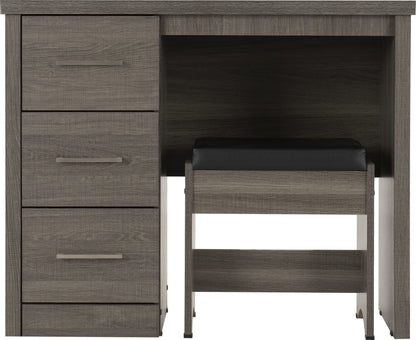 Lisbon 2Pc Dressing Table Set - Black Wood Grain/Black Pu
