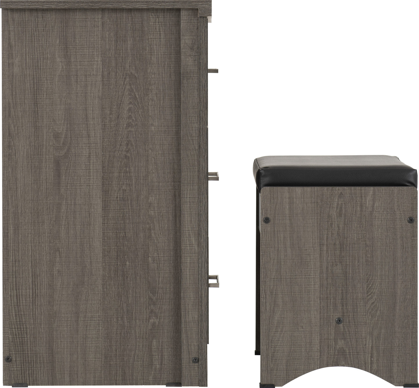 Lisbon 2Pc Dressing Table Set - Black Wood Grain/Black Pu