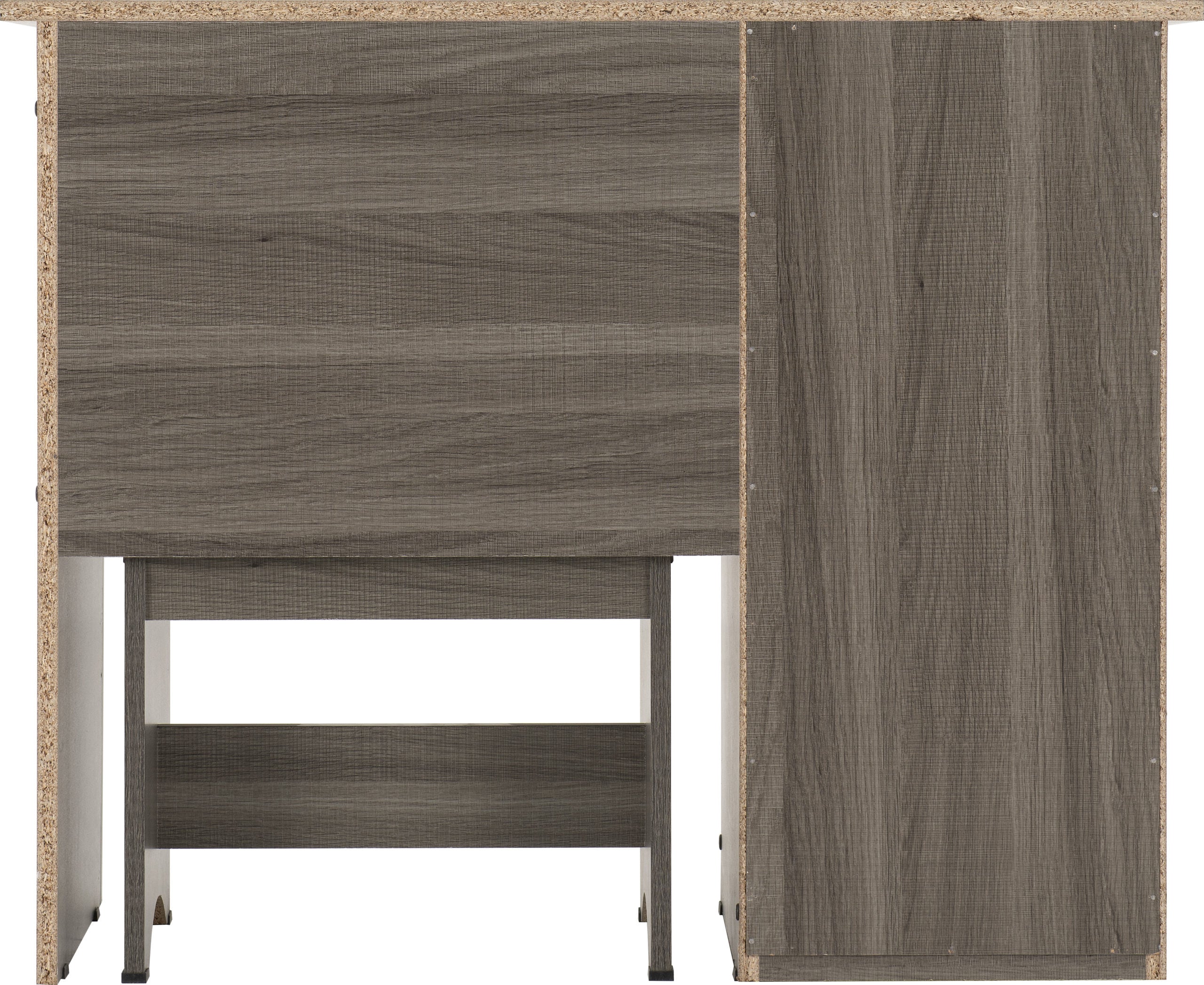 Lisbon 2Pc Dressing Table Set - Black Wood Grain/Black Pu