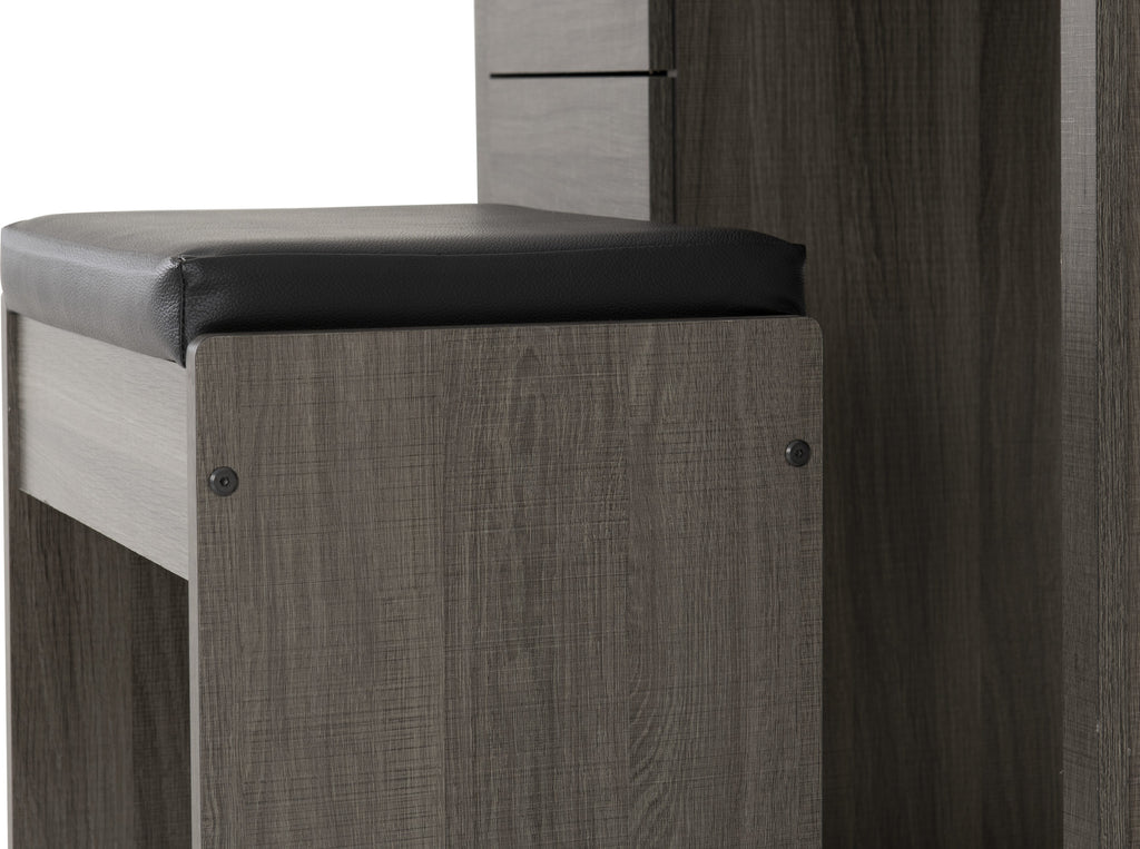 Lisbon 2Pc Dressing Table Set - Black Wood Grain/Black Pu