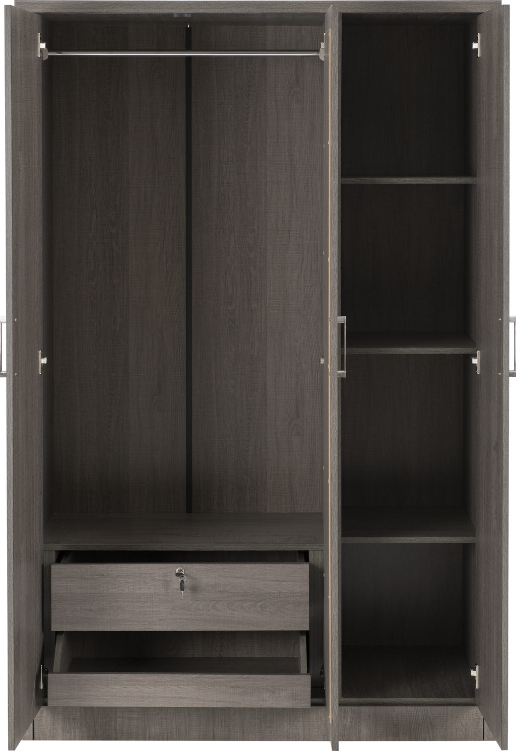 Lisbon 3 Door Wardrobe - Black Wood Grain