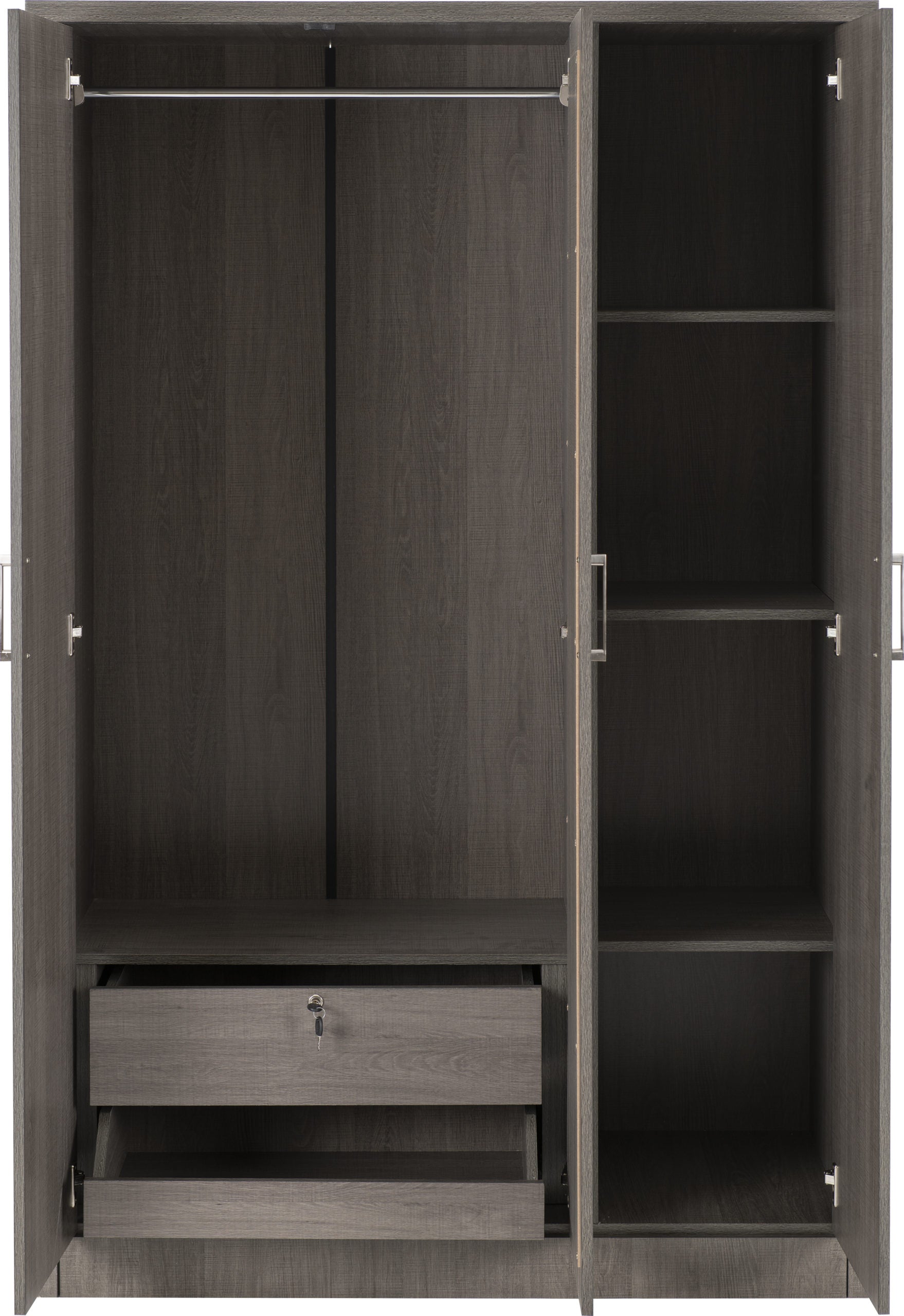 Lisbon 3 Door Wardrobe - Black Wood Grain