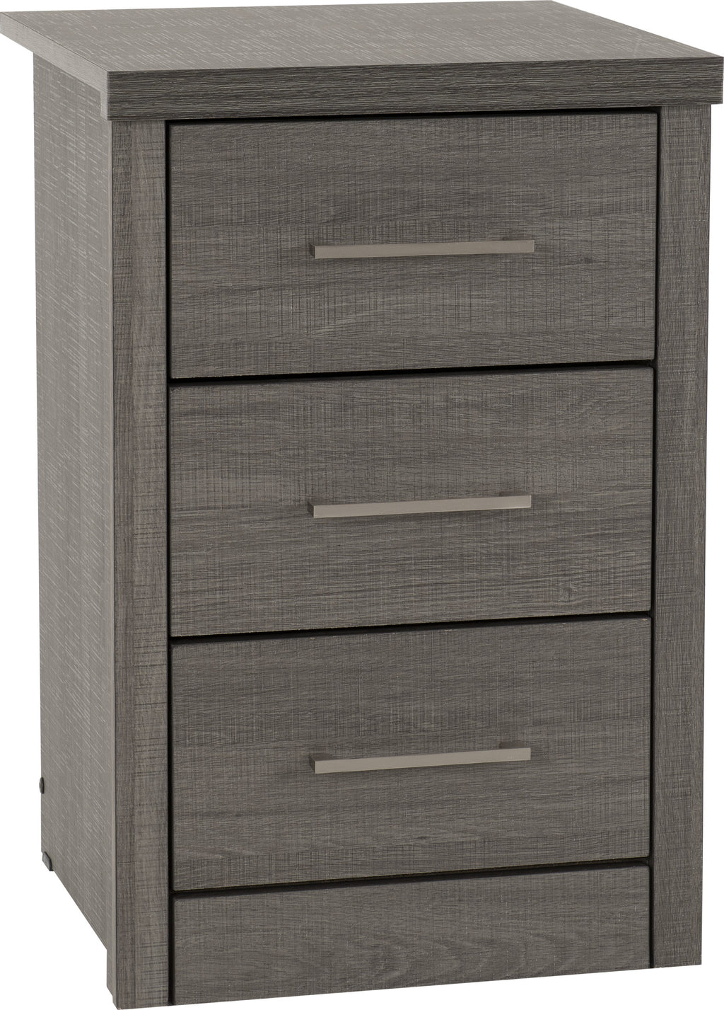 Lisbon 3 Drawer Bedside - Black Wood Grain