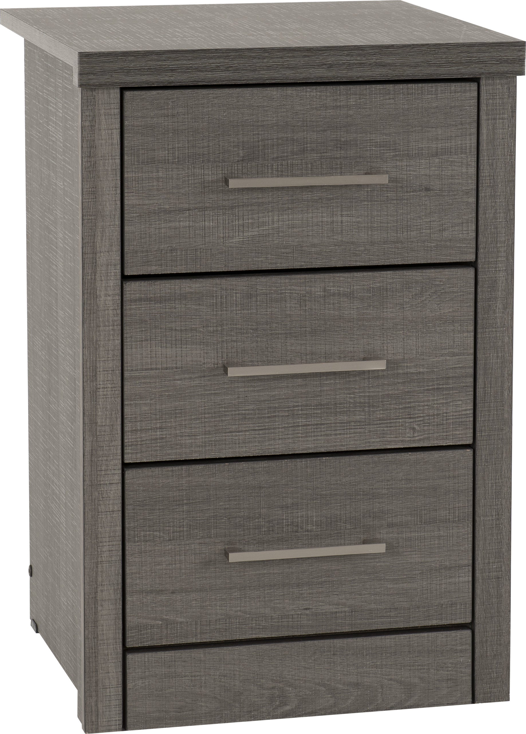 Lisbon 3 Drawer Bedside - Black Wood Grain
