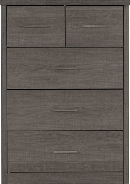 Lisbon 3+2 Drawer Chest - Black Wood Grain