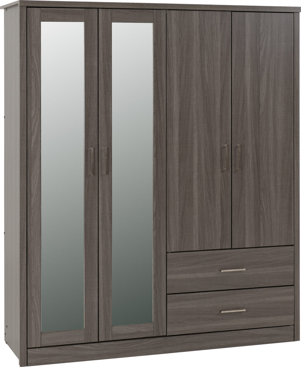 Lisbon 4 Door Wardrobe - Black Wood Grain