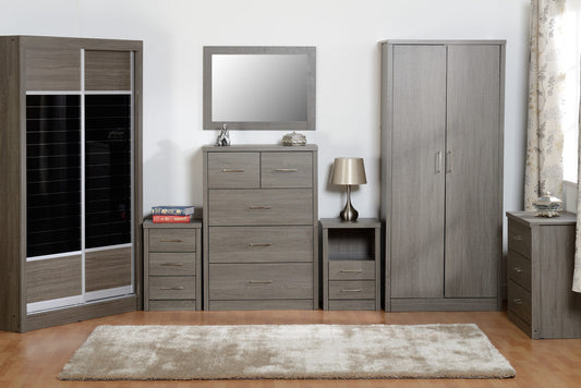 Lisbon Slider Wardrobe - Black Wood Grain