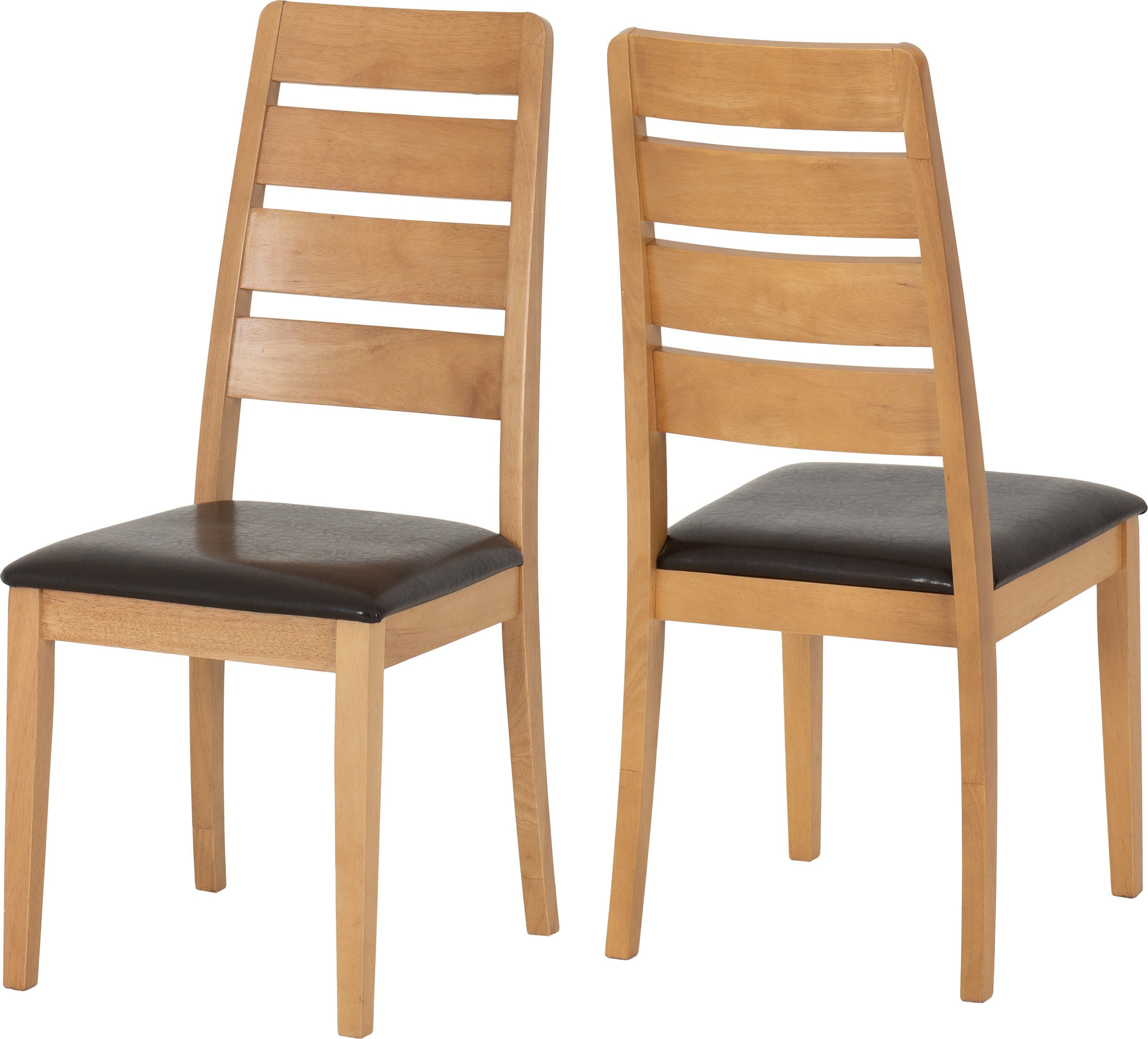 Logan Dining Chair (X2 Per Box) - Oak Varnish/Brown Pu