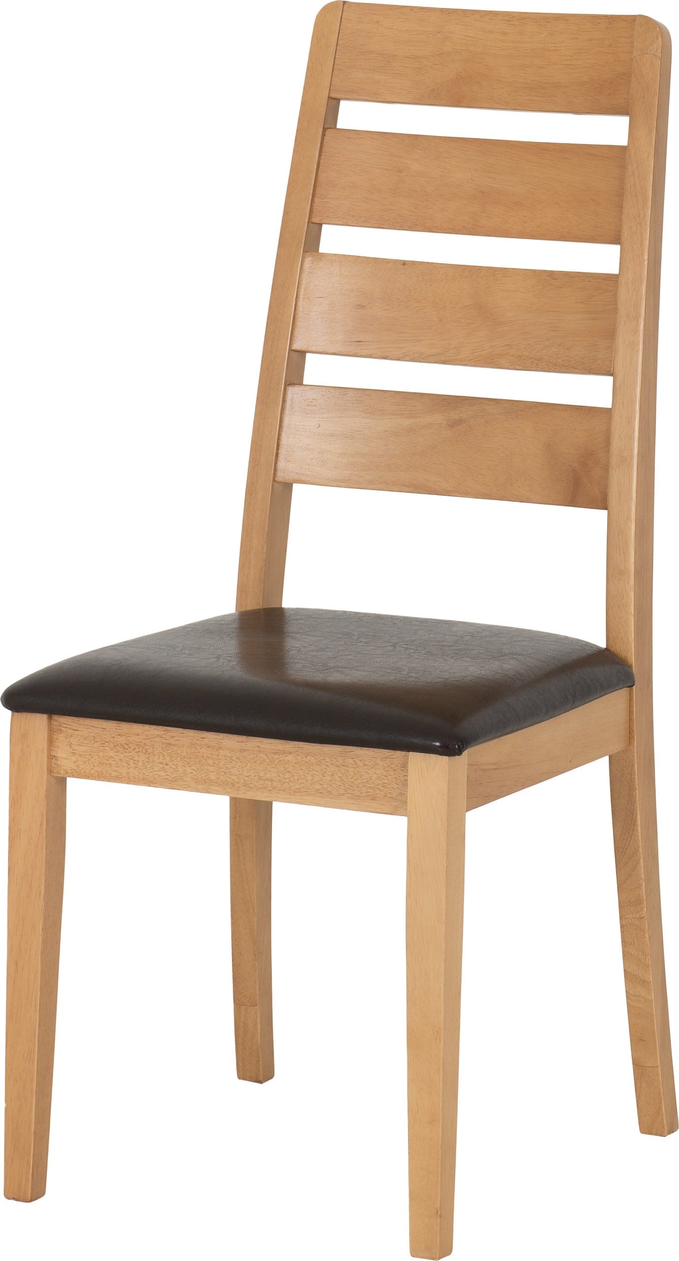 Logan Dining Chair (X2 Per Box) - Oak Varnish/Brown Pu