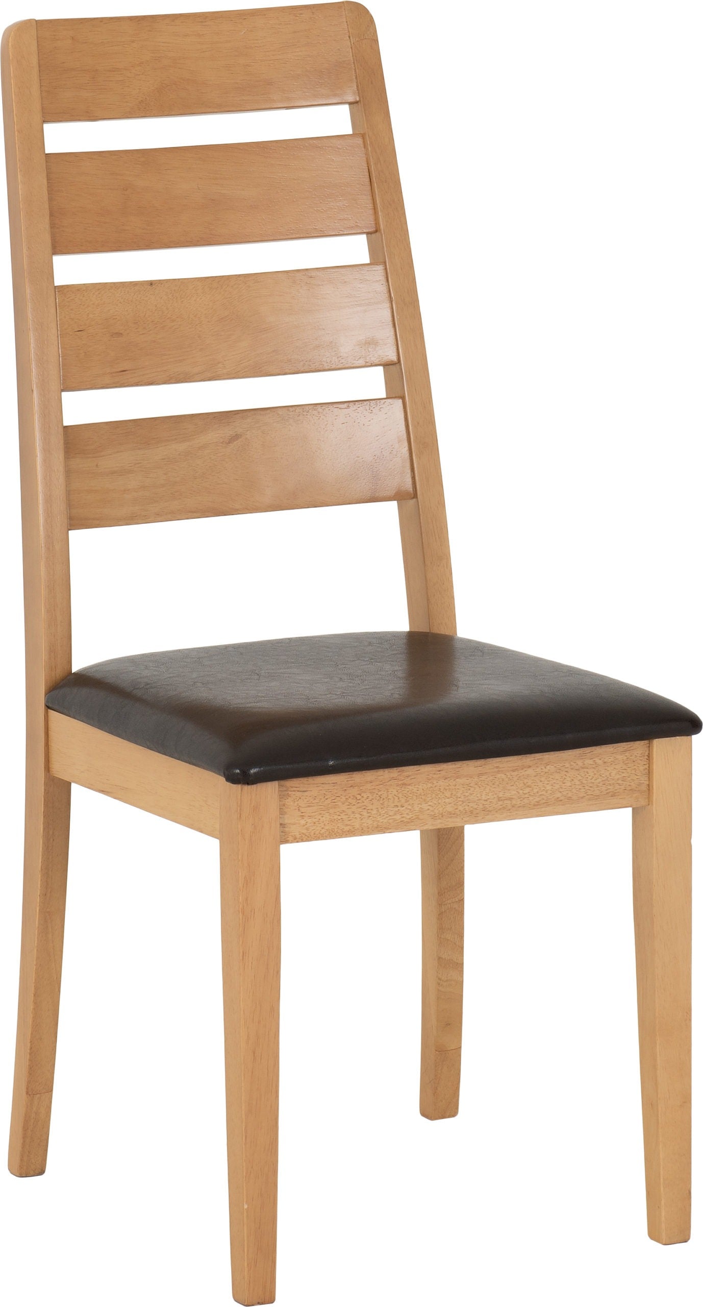 Logan Dining Chair (X2 Per Box) - Oak Varnish/Brown Pu
