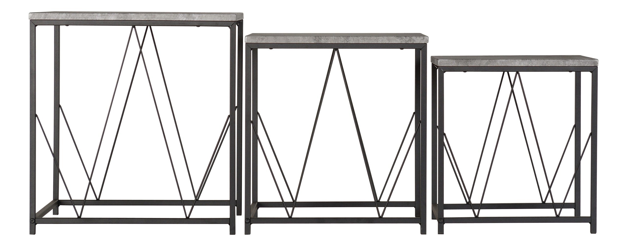 Athens Square Nest Of Tables - Concrete Effect