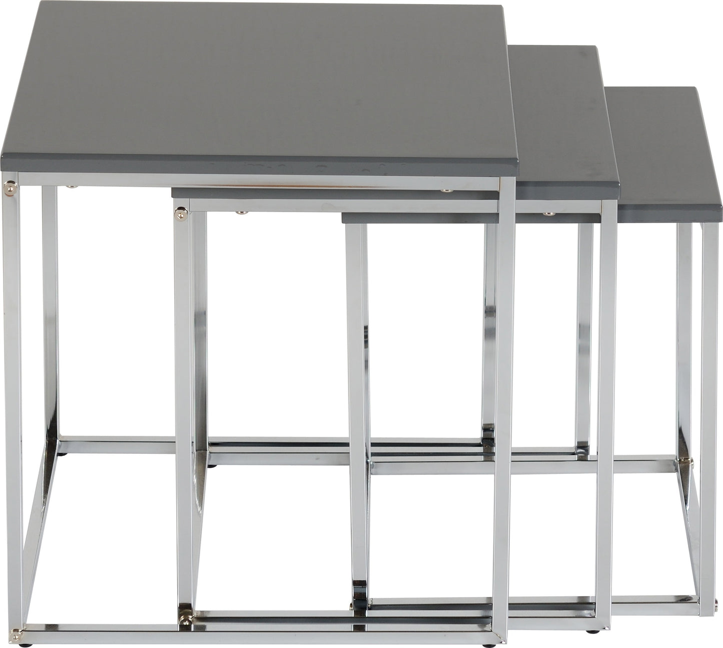 Charisma Nest Of Tables - Grey Gloss/Chrome
