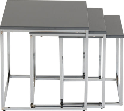 Charisma Nest Of Tables - Grey Gloss/Chrome