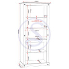 Corona 2 Door Display Unit/Bookcase - Distressed Waxed Pine