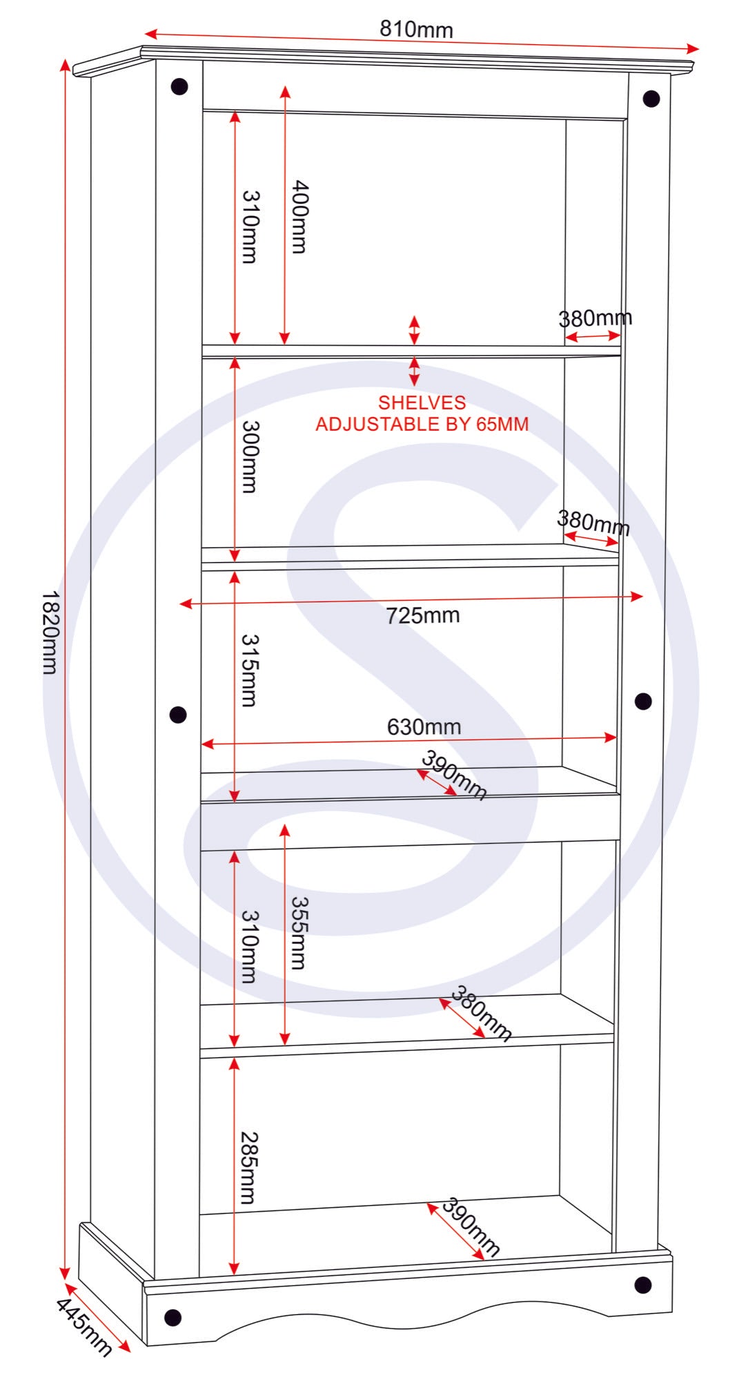 Corona 2 Door Display Unit/Bookcase - Distressed Waxed Pine