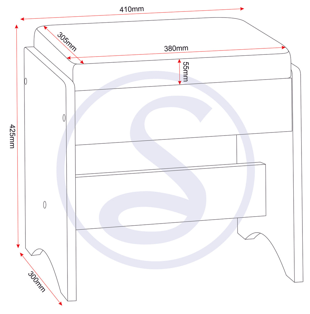 Lisbon 2Pc Dressing Table Set - Black Wood Grain/Black Pu