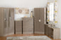 Nevada 3 Door 2 Drawer Wardrobe - Oyster Gloss/Light Oak Effect Veneer