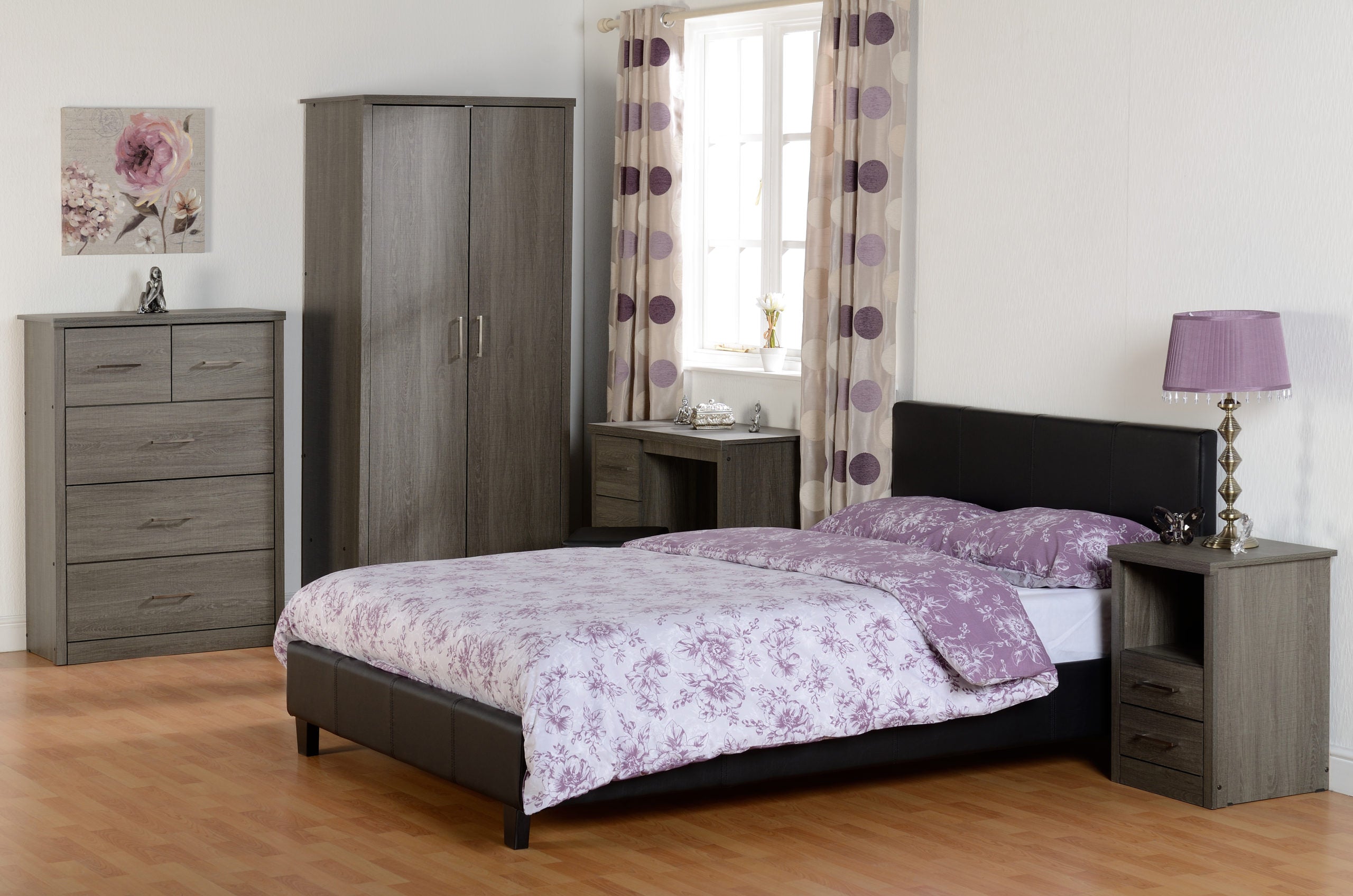 Lisbon 2 Door Wardrobe - Black Wood Grain