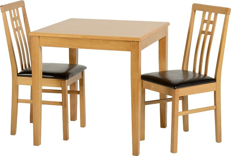 Vienna Dining Set (X2 Chairs) - Medium Oak/Brown Pu