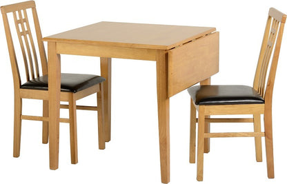 Vienna Drop Leaf Dining Set (X2 Chairs) - Medium Oak/Brown Pu