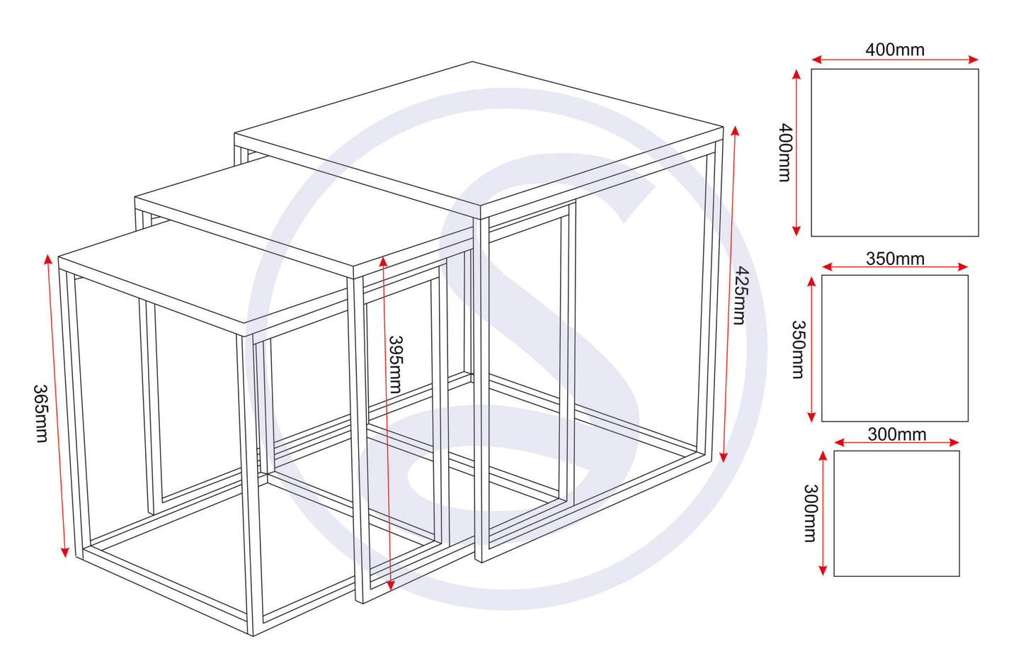 Charisma Nest Of Tables - Black Gloss/Chrome
