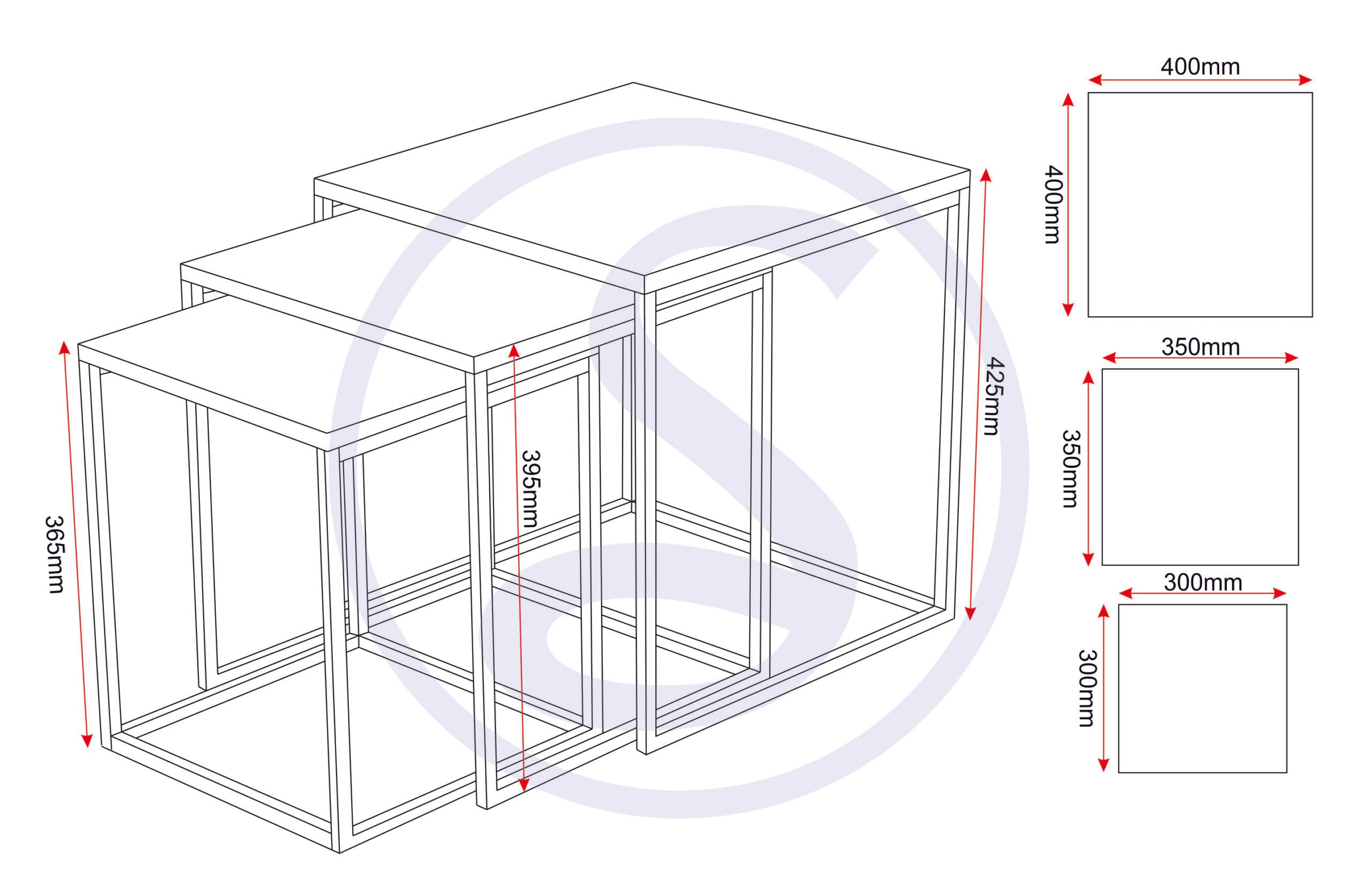 Charisma Nest Of Tables - White Gloss/Chrome