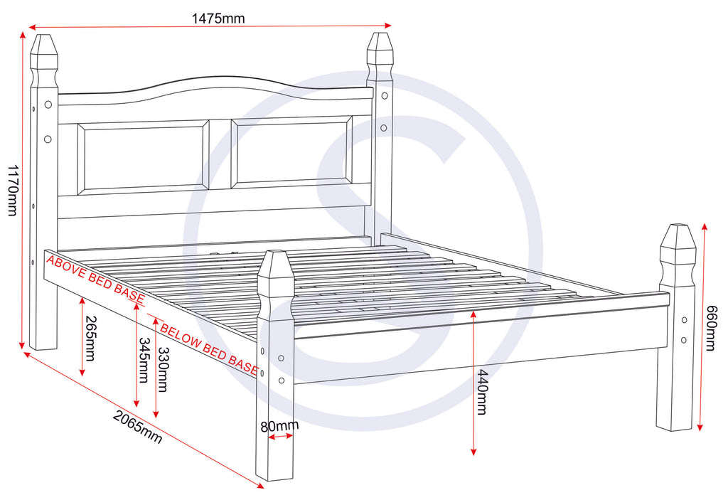 Corona 4'6" Low End Bed - Distressed Waxed Pine