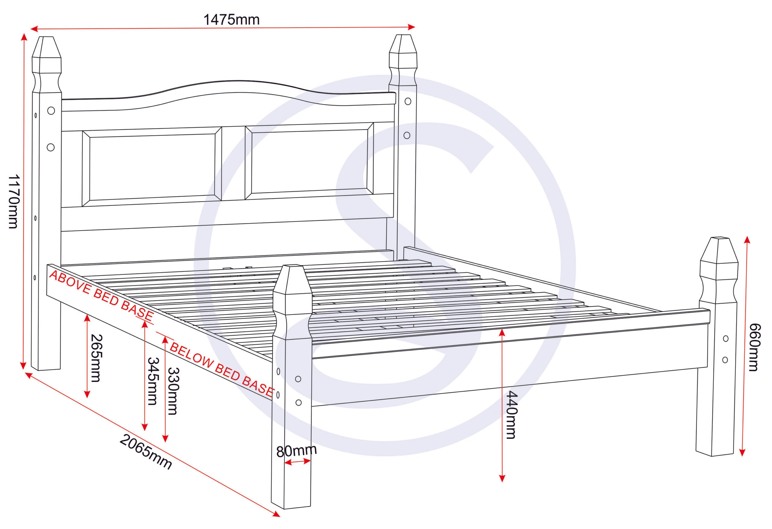 Corona 4'6" Low End Bed - Distressed Waxed Pine
