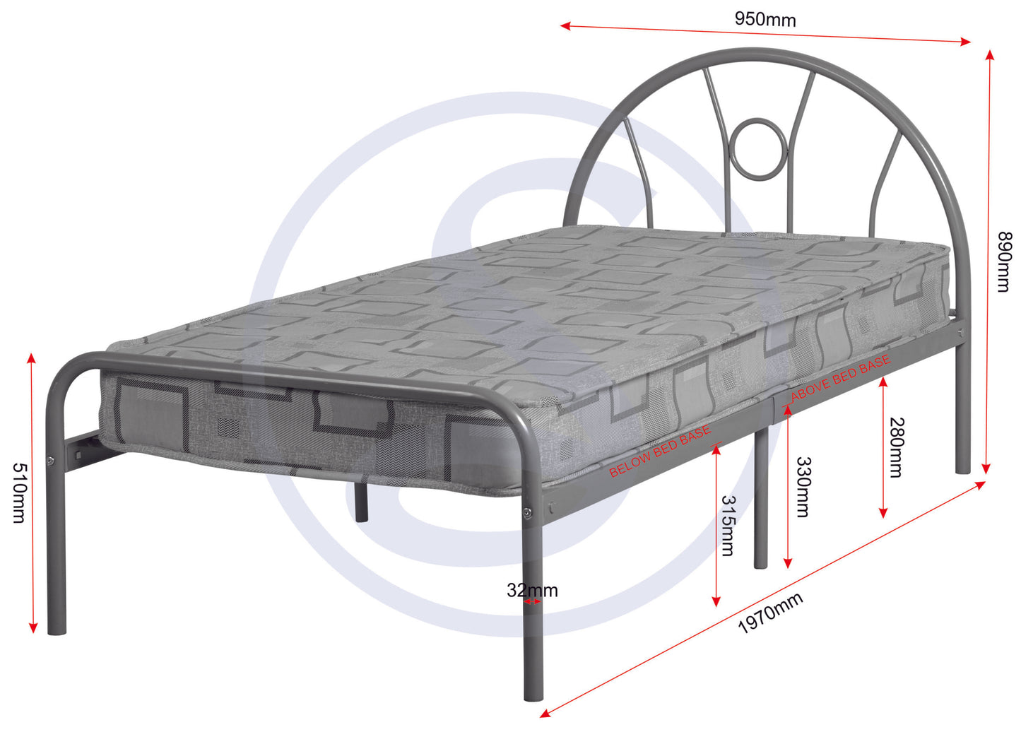 Nova 3' Bed - Silver